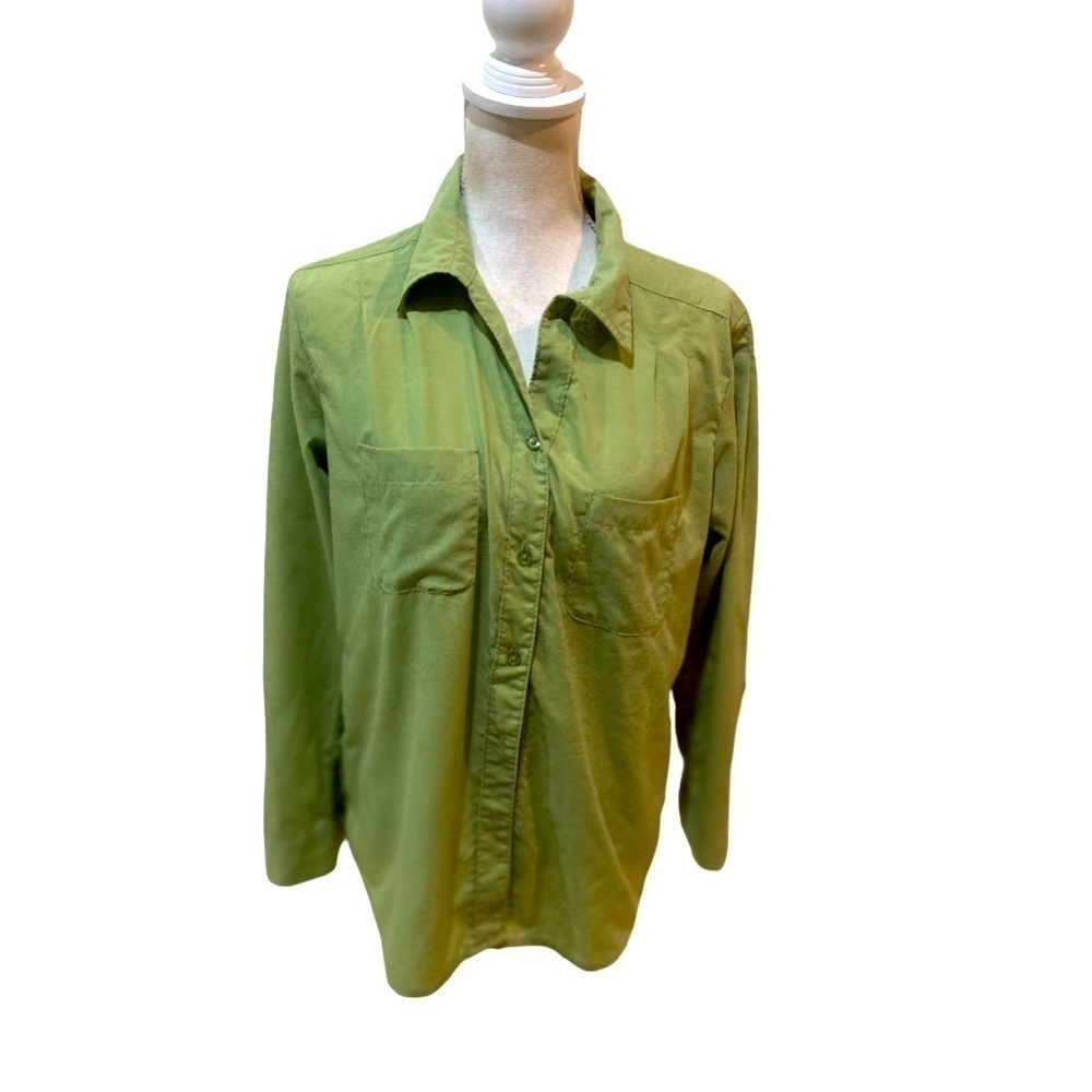 Vintage Woolrich casual sage green shirt pleated roll up sleeves size large